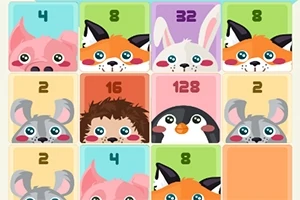 Animale desenate cu numere pe un grid colorat, incluzând un porc, o vulpe, un iepure, un arici și un pinguin