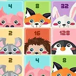Animale desenate cu numere pe un grid colorat, incluzând un porc, o vulpe, un iepure, un arici și un pinguin