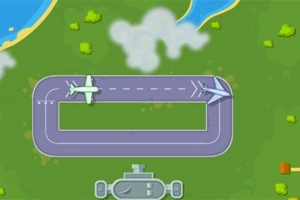 Două avioane sunt pe o pistă de aterizare situată într-un peisaj verde, cu apă și nori în fundal