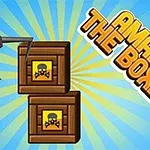 Două cutii maro cu simboluri de craniu și os pe fundal albastru, cu o gheară metalică și textul „AMASS THE BOXES”