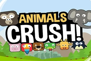Text colorat cu cuvântul Animals și șase capete de animale stilizate pe un fundal de peisaj