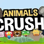 Text colorat cu cuvântul Animals și șase capete de animale stilizate pe un fundal de peisaj