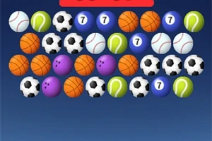 Bile de sport colorate, inclusiv mingi de fotbal, baschet, tenis, bowling și bile numerotate, aranjate pe un fundal albastru