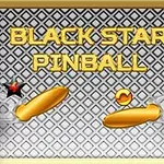 Textul Black Star Pinball este afișat deasupra a două palete aurii și a unei bile pe un fundal cu model geometric