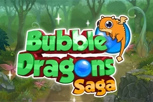 Text verde și portocaliu cu un dragon mic de culoare portocalie pe un fundal de pădure