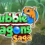 Text verde și portocaliu cu un dragon mic de culoare portocalie pe un fundal de pădure