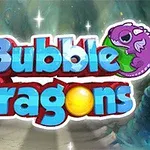 Text colorat, stilizat 3D, cu un dragon mov pe fundal verde și galben într-un mediu de peșteră magică
