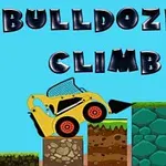 Un buldozer galben urcă pe blocuri de pământ de diferite înălțimi, cu textul BULLDOZER CLIMB deasupra