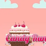 Fundal roz cu un tort cu frișcă și cireșe, o fetiță cu păr roșu și textul Candy Runner