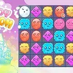 Grafică colorată cu un castel desenat și un puzzle cu forme zâmbitoare și colorate