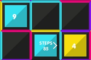 Casete colorate numerotate, cu numerele 9 și 4, și o casetă cu textul Steps 85
