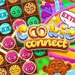 Imaginea prezintă o grafică colorată cu prăjituri, monede și maimuțe zâmbitoare, având textul Extra și Cookie Connect