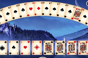 Move all cards from the arc to the foundation piles at the bottom