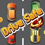 Mașini colorate pe o autostradă, având textul Drive Safe și un impact exploziv