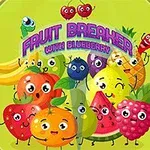 Fructe animate cu fețe zâmbitoare, inclusiv o afine, banane, cireșe și ananas, pe un fundal verde deschis