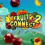 Fructe și legume viu colorate, inclusiv cireșe, morcovi, banane și kiwi, alături de un logo verde și galben în mijloc pe un fundal de peisaj natural