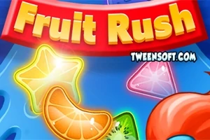 Grafic colorat cu felii de fructe și forme geometrice strălucitoare pe fundal albastru