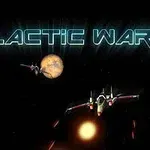 Nave spațiale și planete într-un fundal galactic cu textul Galactic War