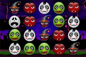 Emoticoane de Halloween cu fețe de vampiri, zombi și fantome pe un fundal întunecat, violet