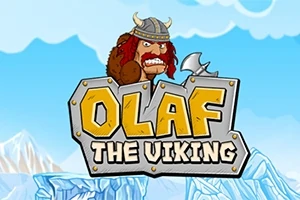 Viking cu barbă și cască cu coarne, ținând o secure, deasupra unui text în stil runic, pe fundal de ghețari și cer albastru