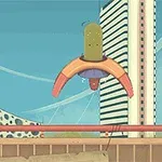 Un oraș futurist cu clădiri creative și o creatură într-un dispozitiv plutitor