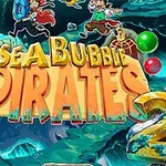 Un titlu mare și colorat, Sea Bubble Pirates 2, cu fundal marin și bile colorate împrăștiate
