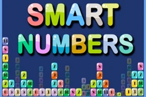 Textul SMART NUMBERS deasupra unui ansamblu de blocuri numerotate colorate pe un fundal albastru