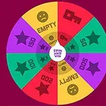 Roată multicoloră cu segmente inscripționate cu emoții, stele, chei și numere