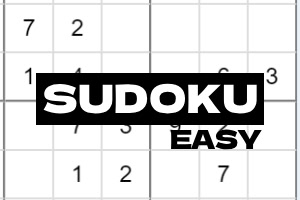 Grilă de Sudoku cu nivel de dificultate ușor, afișând câteva numere plasate