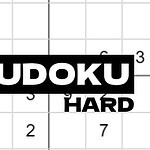 Grilă de Sudoku parțial completată, cu titlul Sudoku Hard suprapus în centru