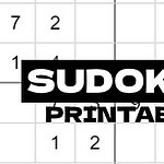 Grilă parțial completată cu numere, având textul SUDOKU PRINTABLE suprapus