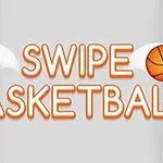 Text „Swipe Basketball” cu două mingi de baschet pe fundal gri