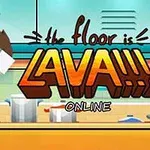 Personaj animat cu rachetă pe spate zburând deasupra unei suprafețe de bucătărie, cu titlul the floor is LAVA!