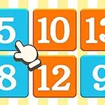 Pătratele numerotate colorate, cu un cursor sub formă de mână indicând spre numărul cinci