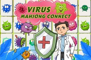 Un doctor în halat alb ținând un scut cu o cruce roșie, înconjurat de ilustrații colorate ale unor virusuri pe fundal