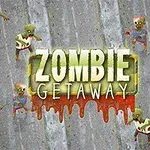 Fundal gri cu zombi desenați și textul Zombie Getaway scris cu litere mari în centrul imaginii